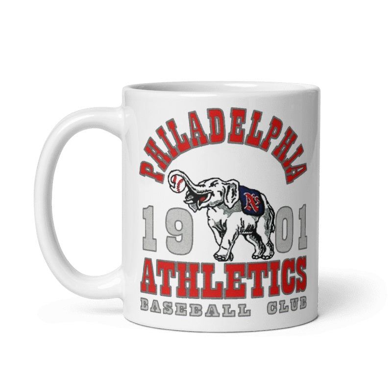 Philadelphia Athletics 1901 ceramic mug with vintage logo, cream color, 11oz or 15oz size.