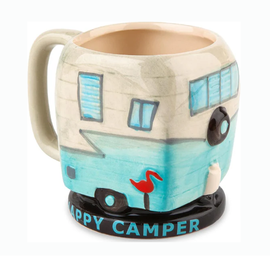 Happy Camper Ceramic Mug with camper design, 12oz premium ceramic.