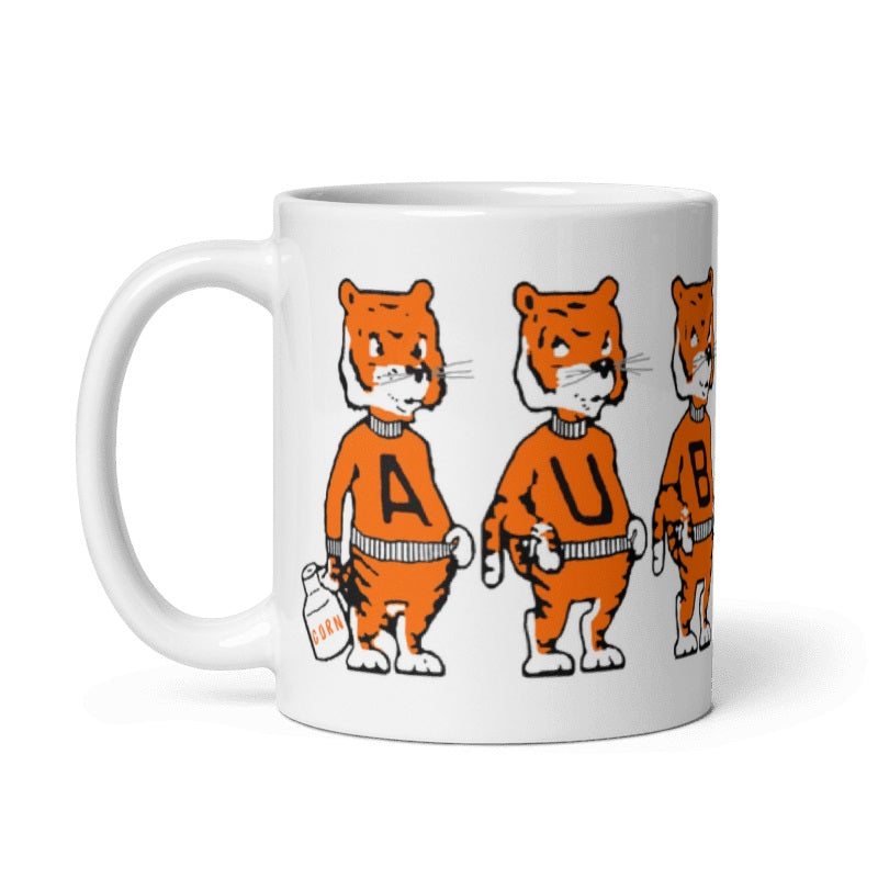 Auburn Tigers Booster Club ceramic mug with vintage design, cream color, available in 11 and 15 oz.