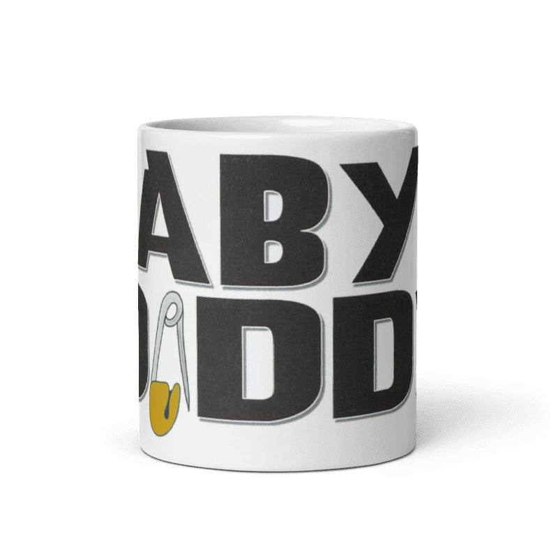 Baby Daddy Ceramic Mug in cream color, microwave and dishwasher safe.