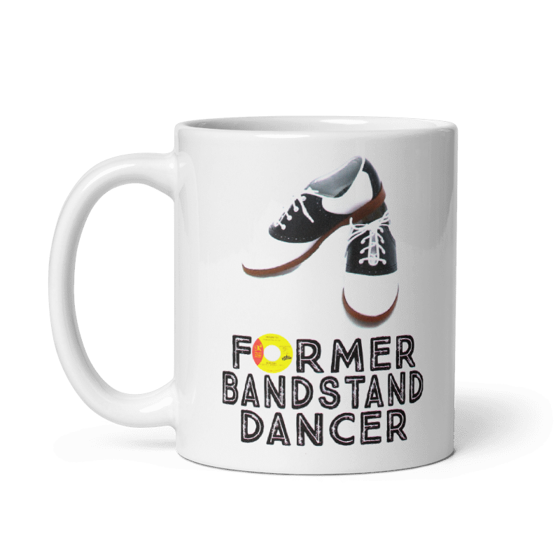 Former Bandstand Dancer mug with retro design, cream color, 11oz and 15oz sizes.