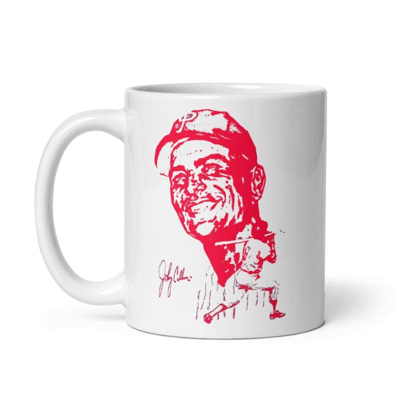 Phillies Johnny Callison Signature Ceramic Mug in cream color with red illustration, available