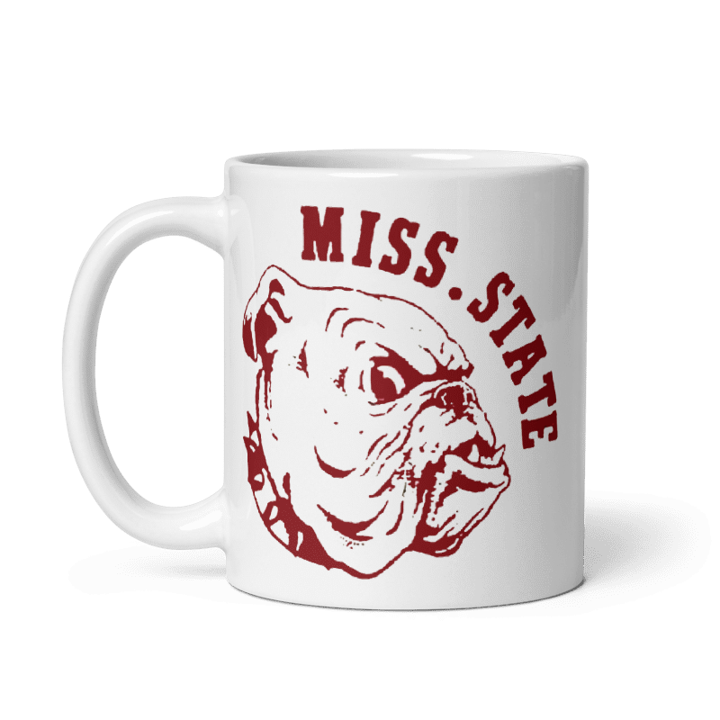 Mississippi State Old Skool Mug in cream color with Bulldog design, available in 11 and 15 oz sizes.
