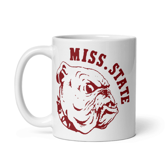 Mississippi State Old Skool Mug in cream color with Bulldog design, available in 11 and 15 oz sizes.