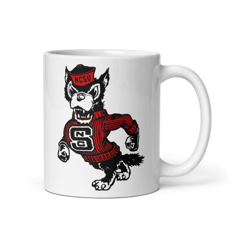 NC State Old Skool Mug, cream ceramic with Wolfpack design, 11 or 15 oz, microwave and dishwasher safe.