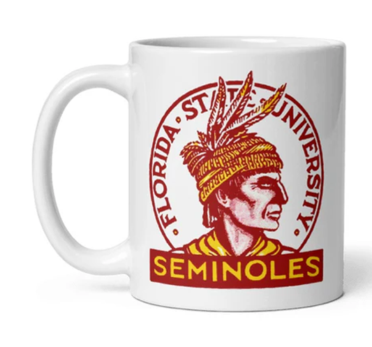 Florida State Old Skool cream ceramic mug with Seminoles logo.