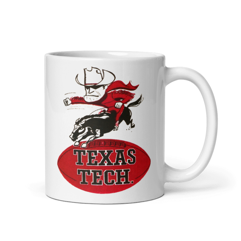 Texas Tech Old Skool Mug with vintage design, cream color, ceramic, 11 and 15 oz sizes.