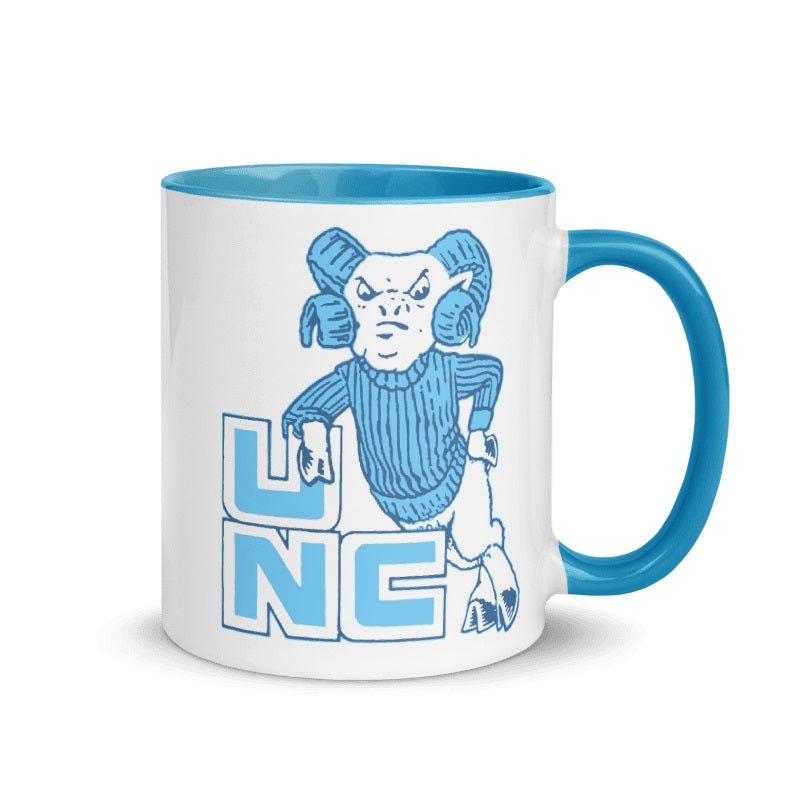 UNC Tarheels Old Skool ceramic mug with cream color and classic design.